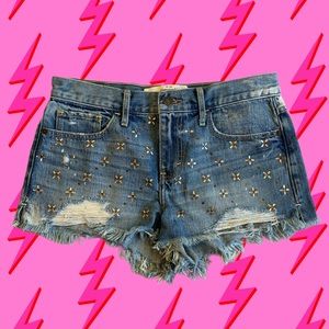Abercrombie & Fitch Distressed Rhinestone Jean Shorts